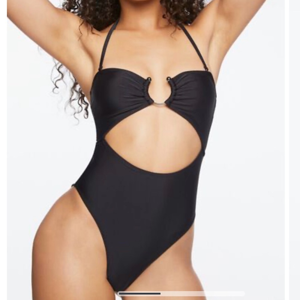 FOREVER 21 Black Cutout One-Piece Swimsuit